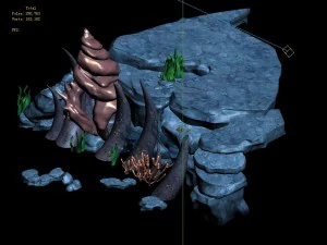 cartoon underwater city - conch cave 3D Model