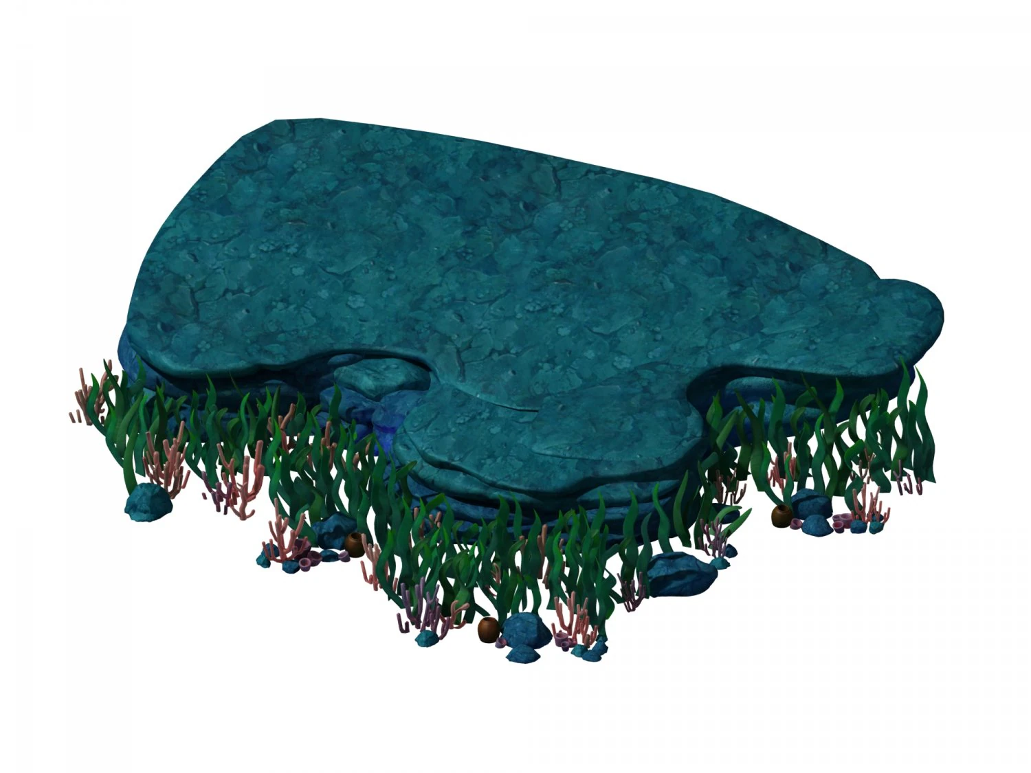 cartoon underwater city - seaweed and cliff 3D Model .c4d .max .obj .3ds .fbx .stl .blend 