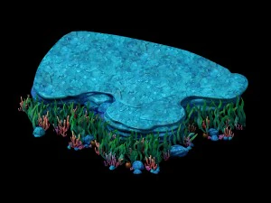 cartoon underwater city - seaweed and cliff 3D Model