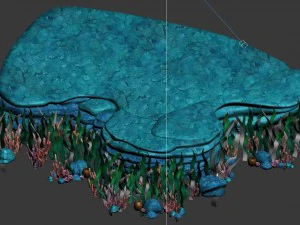 cartoon underwater city - seaweed and cliff 3D Model