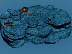 cartoon submarine city - trash - sandy land 3D-Modell