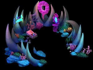 cartoon submarine city - witch lair 3D Model