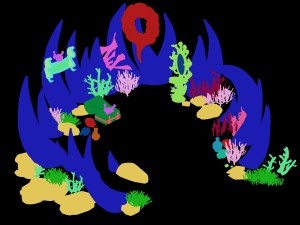 cartoon submarine city - witch lair Modèle 3D