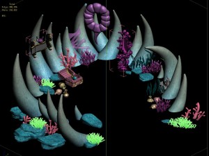 cartoon submarine city - witch lair Modèle 3D