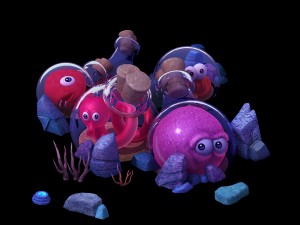 cartoon underwater city - witch chemical bottle Modello 3D