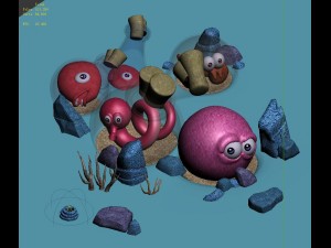 cartoon underwater city - witch chemical bottle Modello 3D