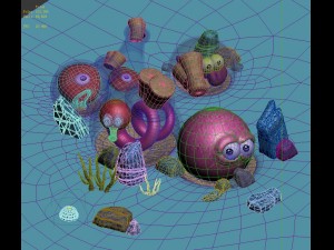 cartoon underwater city - witch chemical bottle Modello 3D