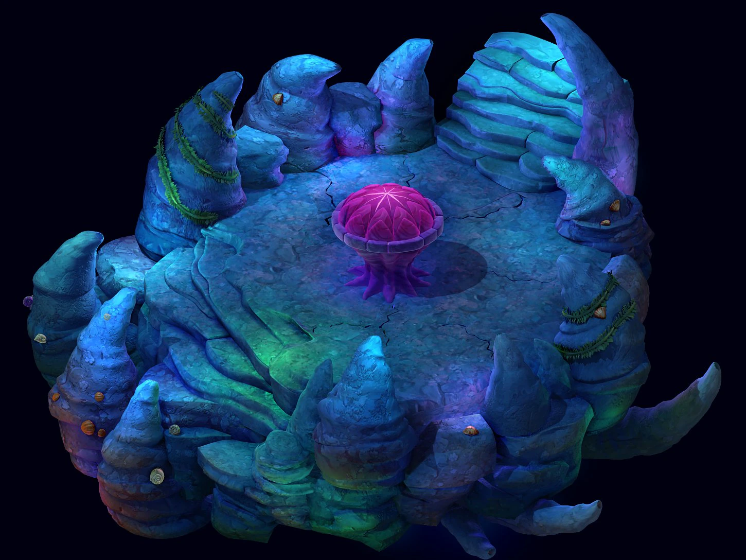 cartoon submarine city - witch magic array 3D Model .c4d .max .obj .3ds .fbx .stl .blend