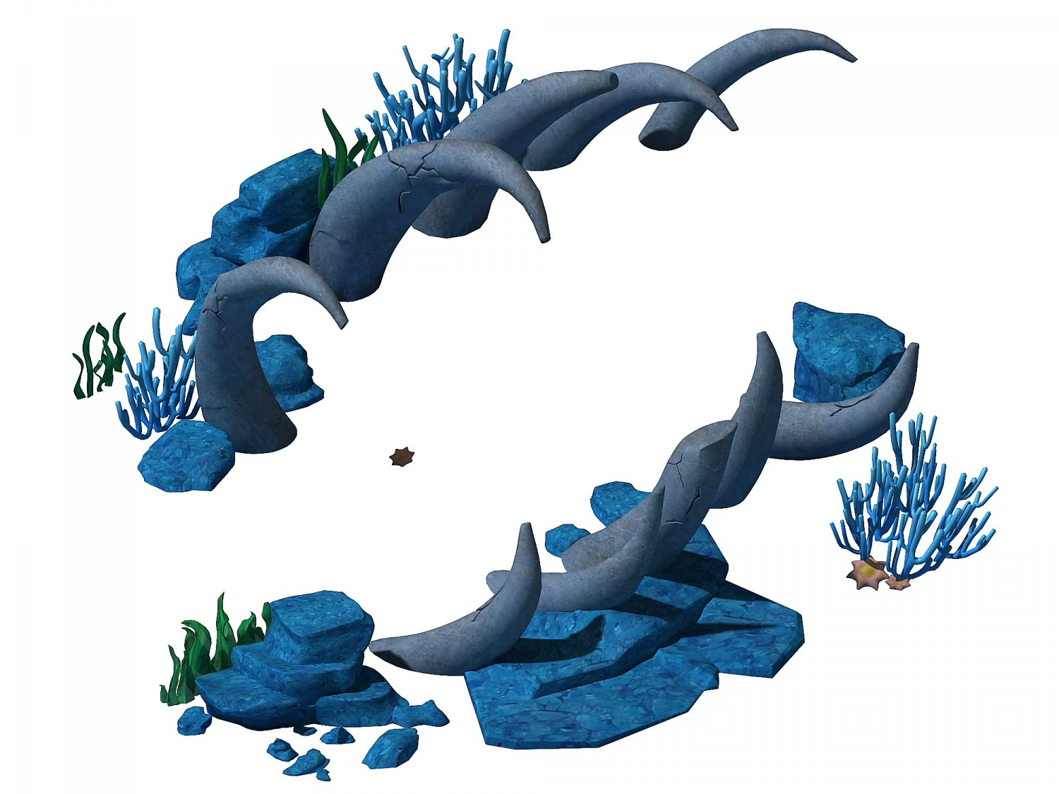 cartoon underwater city - bend bite road 3D Model .c4d .max .obj .3ds .fbx .stl .blend 