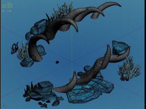 cartoon underwater city - bend bite road 3D Model
