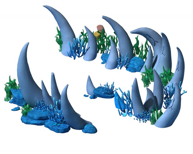 cartoon underwater city - bend bite road 02 3D Model .c4d .max .obj .3ds .fbx .stl .blend 