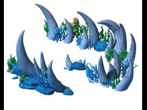 cidade subaqu&aacute;tica dos desenhos animados - curva mordida estrada 02 Modelo 3D