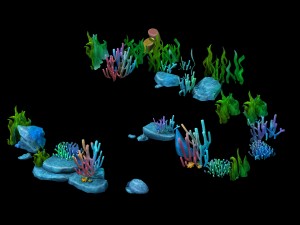 cartoon underwater city - bend bite road 02 3D Model