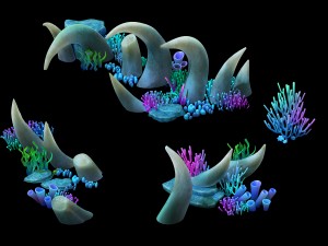 cartoon underwater city - bend bite road 03 Model 3D