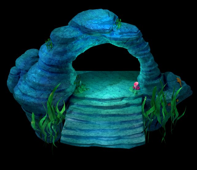 cartoon underwater city - small stone arch 02 Model 3D .c4d .max .obj .3ds .fbx .stl .blend 