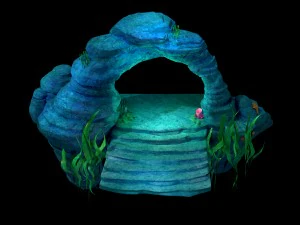 cidade subaqu&aacute;tica dos desenhos animados - pequeno arco de pedra 02 Modelo 3D