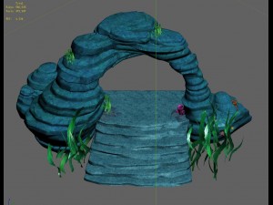 cartoon underwater city - small stone arch 02 Model 3D