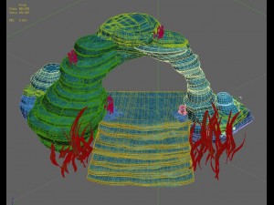 cartoon underwater city - small stone arch 02 Model 3D