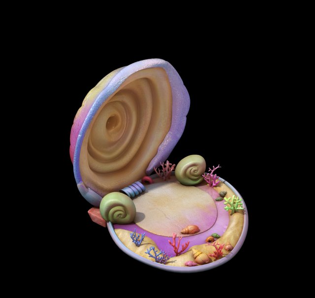 cartoon submarine city - there are strange shells 3D Model .c4d .max .obj .3ds .fbx .stl .blend 