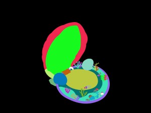 cartoon submarine city - there are strange shells 3D Model