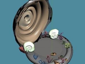 cartoon submarine city - there are strange shells 3D Model