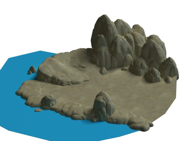 cartoon forest - river bank connection 3D 모델 .c4d .max .obj .3ds .fbx .stl .blend 