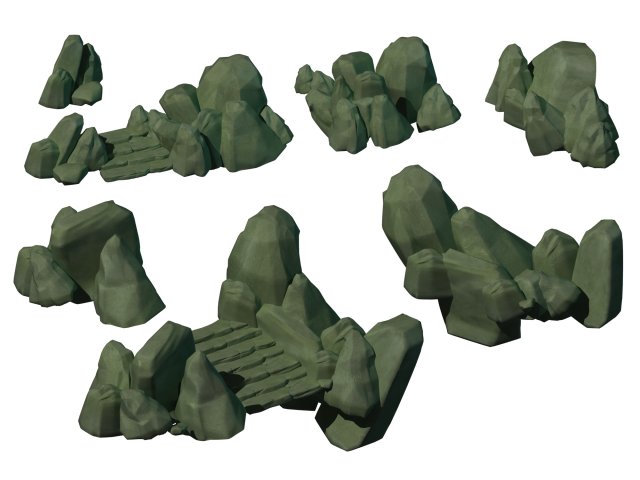 cartoon forest - river stone Modelo 3D .c4d .max .obj .3ds .fbx .stl .blend 