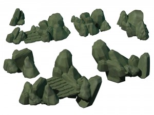 cartoon forest - river stone Modelo 3D