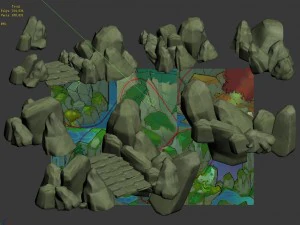 cartoon forest - river stone 3D Model
