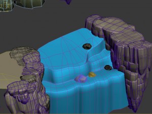 cartoon forest - river stone waterfall 3D Model