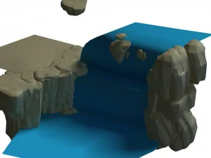 floresta dos desenhos animados - cachoeira de pedra do rio Modelo 3D