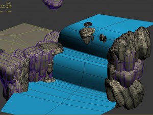 cartoon forest - river stone waterfall Model 3D