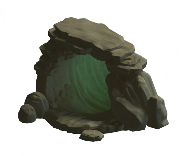 cartoon forest - stone cave 01 Model 3D .c4d .max .obj .3ds .fbx .stl .blend 