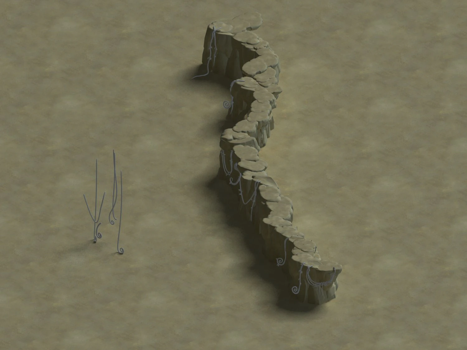 cartoon forest - stone cliff connection 01 3D Model .c4d .max .obj .3ds .fbx .stl .blend 