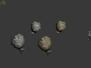 cartoon mountain shape - stone fish 3D Model