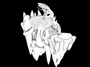 yamagata - stone snake wrapped around the circular platform 3D Model
