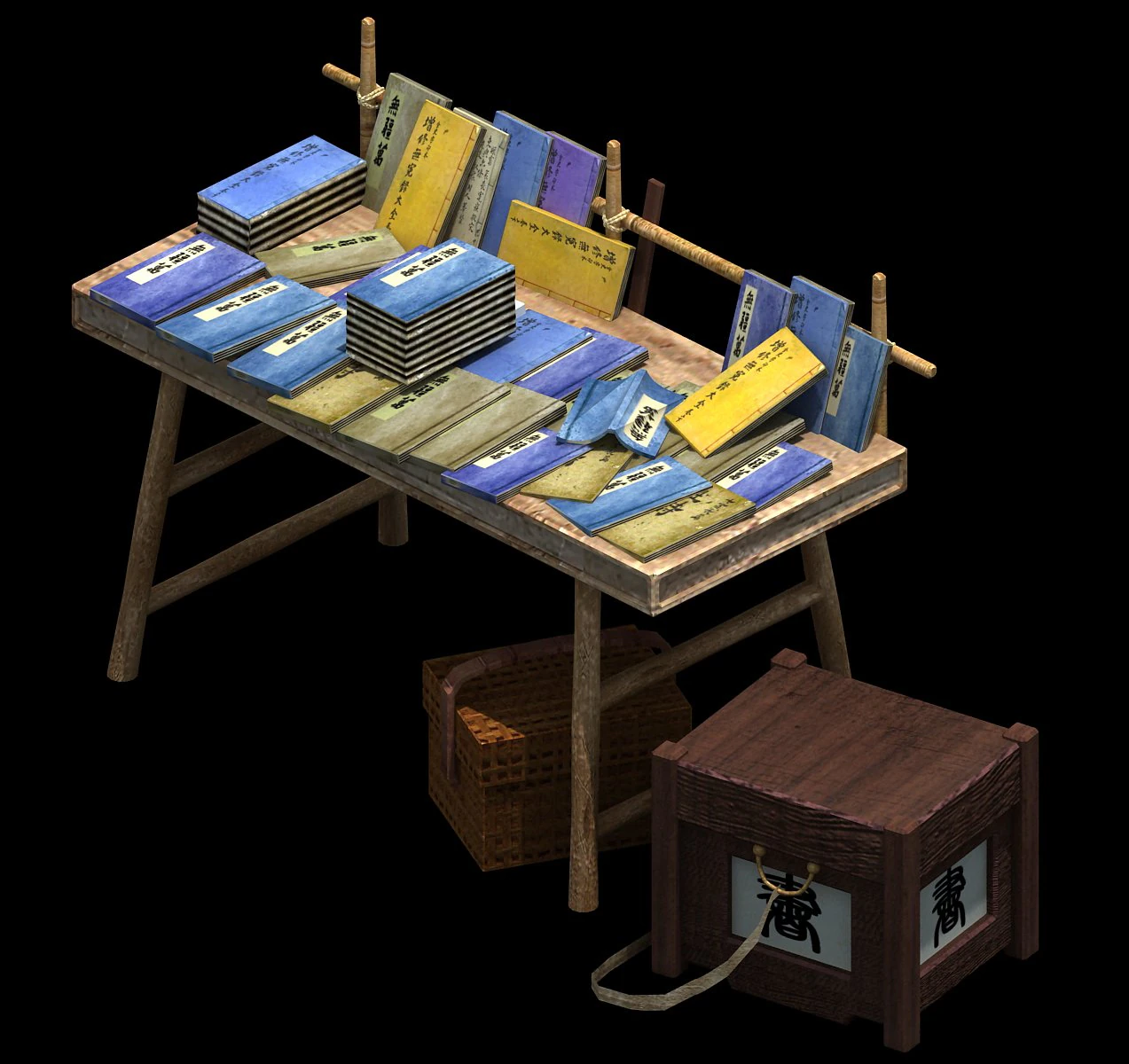 city street - book stall 3D Model .c4d .max .obj .3ds .fbx .stl .blend 