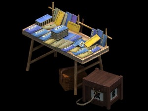 city street - book stall Modello 3D