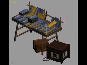 city street - book stall Modello 3D