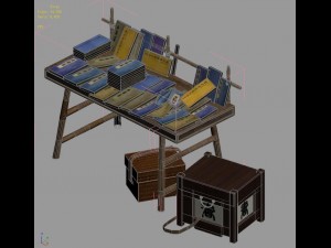 city street - book stall Modello 3D