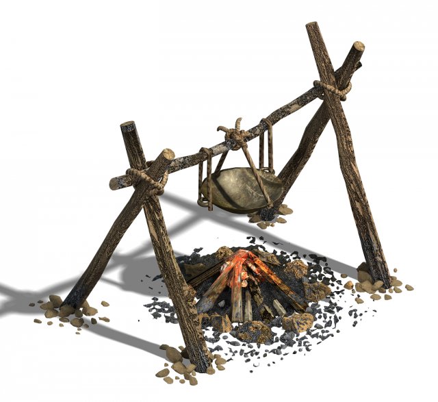 barracks - fire camp 032 3D Модель .c4d .max .obj .3ds .fbx .stl .blend 