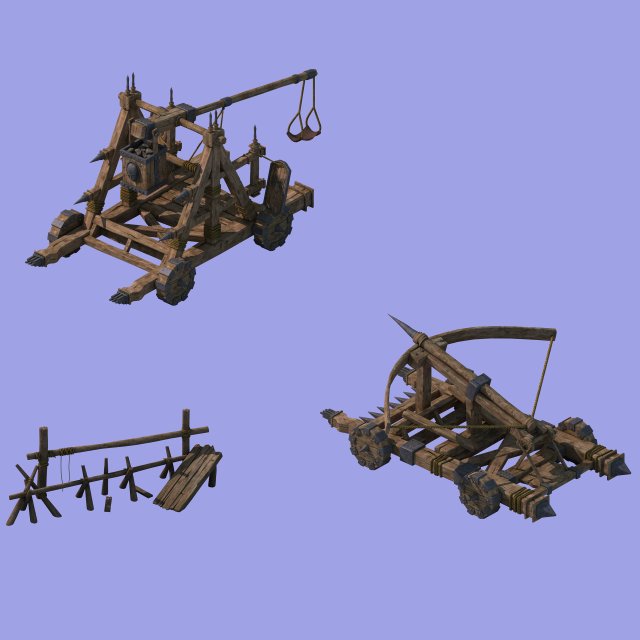 barracks - catapult 3D Model .c4d .max .obj .3ds .fbx .stl .blend 