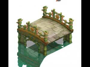 cartoon world - love flooding bridge 3D Model