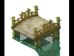 cartoon world - love flooding bridge 3D Model