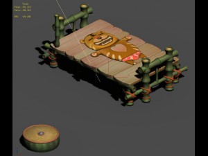 cartoon world - nude tiger art bamboo bed 3D Model