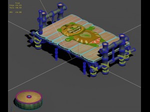 cartoon world - nude tiger art bamboo bed 3D Model