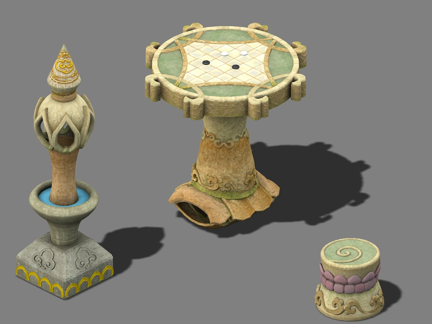 cartoon world - stone table stool 3D Model .c4d .max .obj .3ds .fbx .stl .blend 