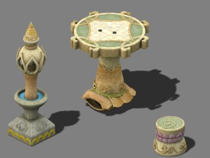 cartoon world - stone table stool Modèle 3D