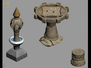 cartoon world - stone table stool Modello 3D
