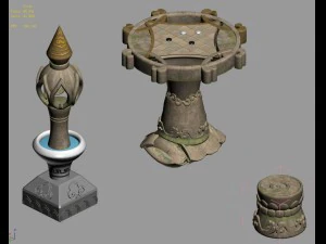 cartoon world - stone table stool 3D Model
